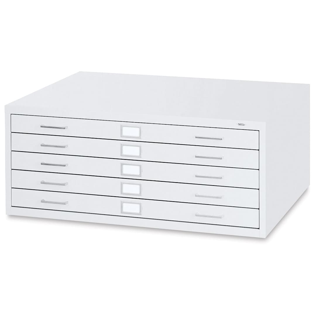Open in modal - Safco 5-Drawer Steel File - White, Flat File Unit, Large