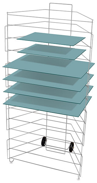 Open in modal - AWT Versa-Rack Drying and Storage Racks - Illustration of Portable Rack with 13 Shelves