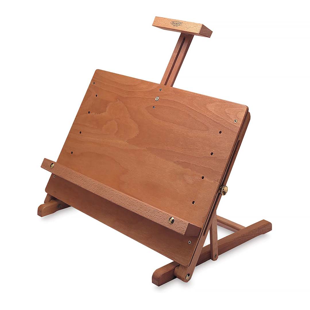 Open in modal - Mabef Table Easel - Right Angled view of Set up Easel with Mast extended