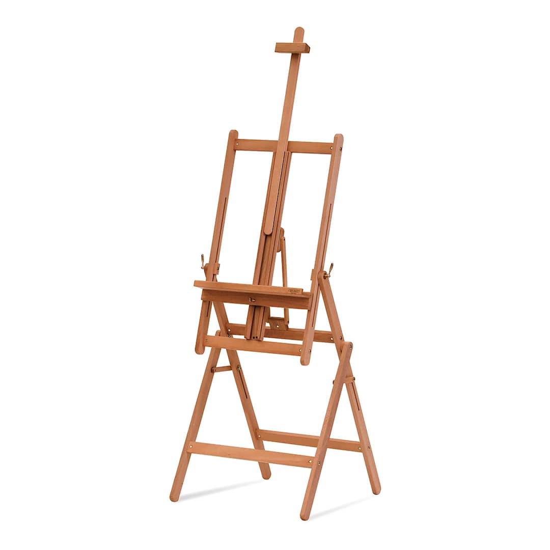 Open in modal - Mabef Watercolor/Oil Easel - Angled view of easel with mast extended
