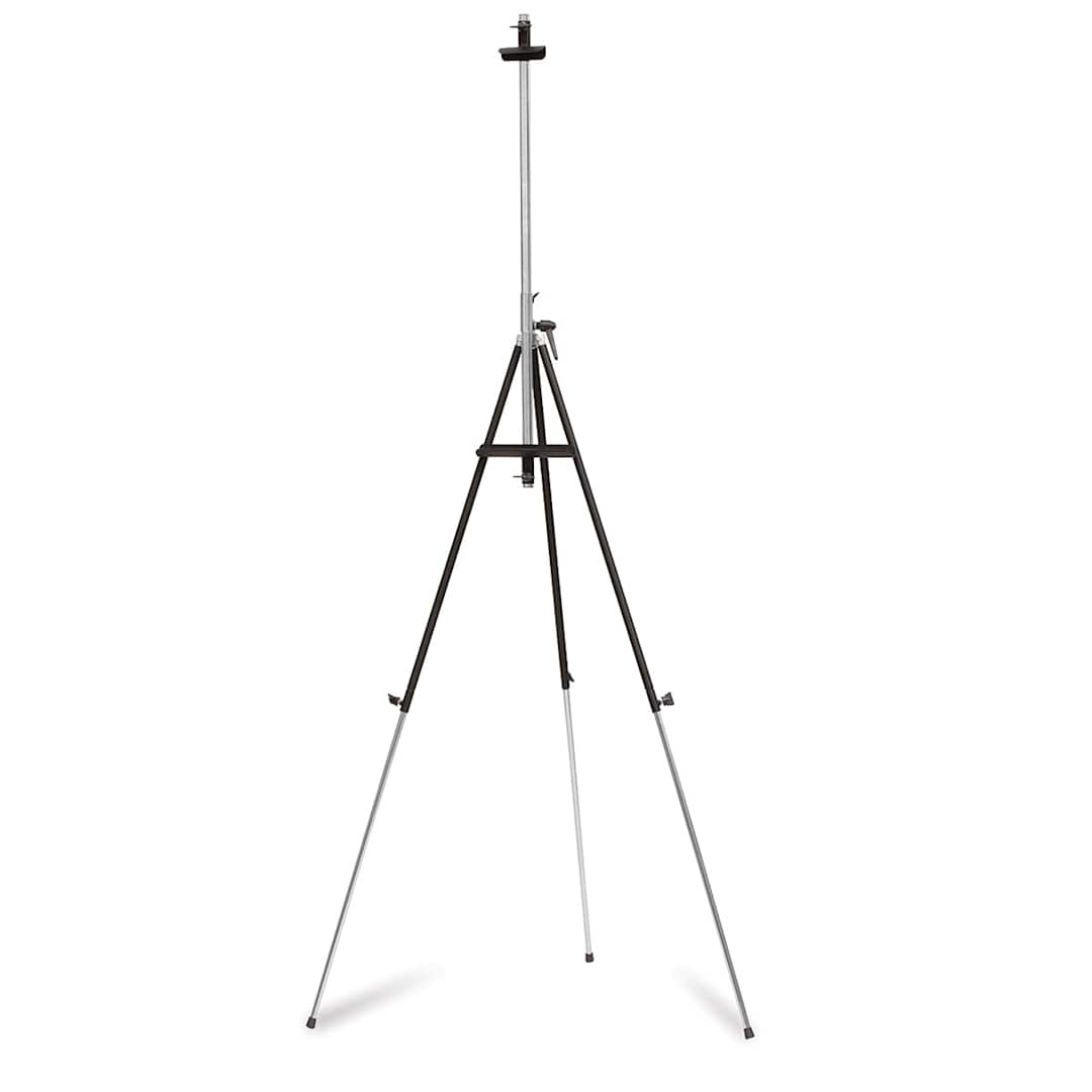 Open in modal - Richeson Italian Steel Tripod Easel - Black, Front view of Easel set up with mast extended
