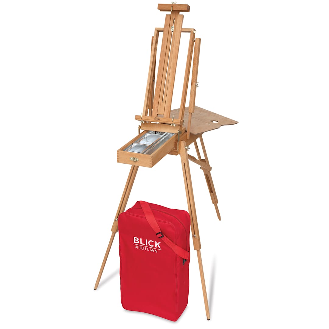 Open in modal - Blick Half French Easel by Jullian, extended easel and carrying bag