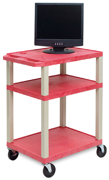 Open in modal - Tuffy Multi-Purpose Art Cart - 3 shelf Red Cart holding monitor, not included
