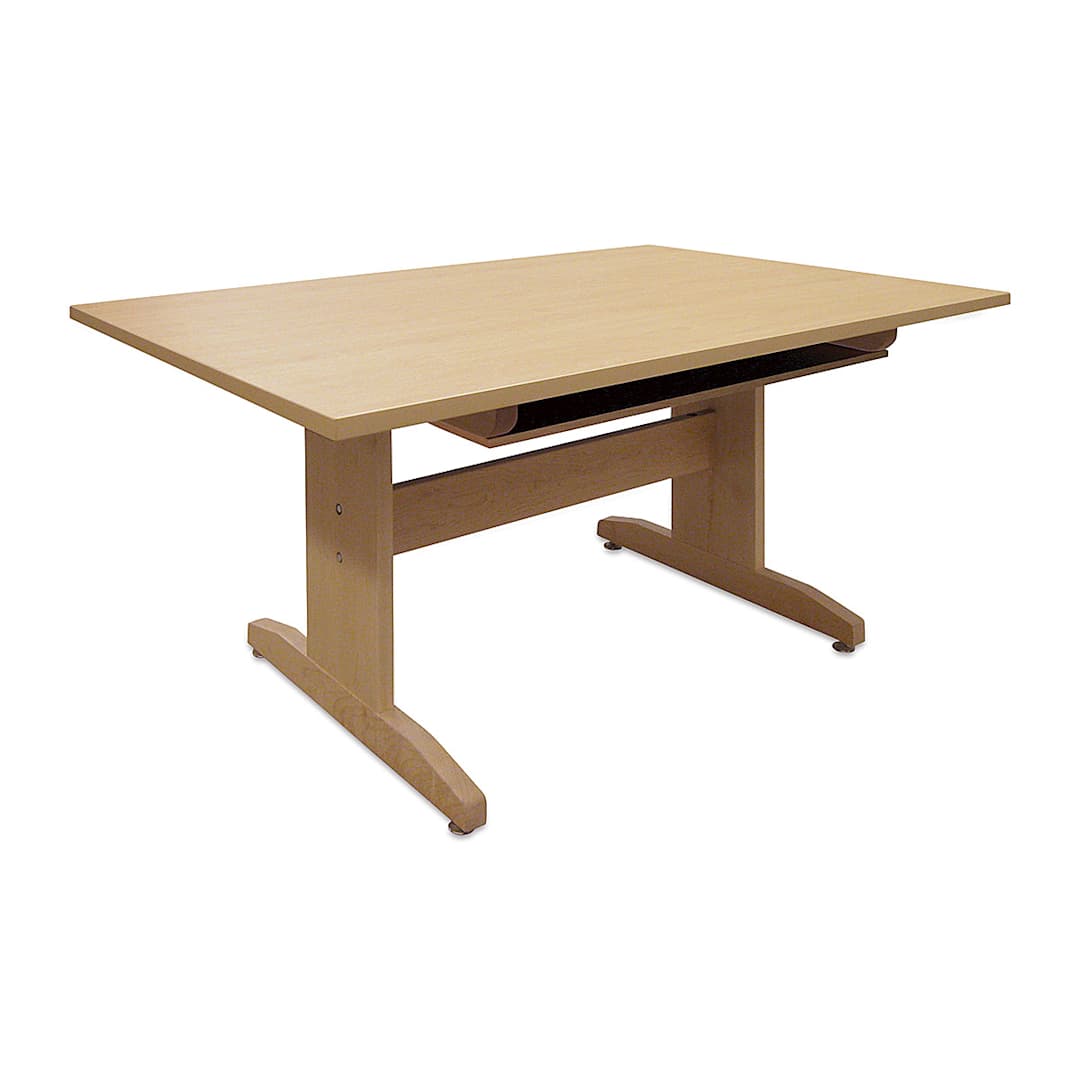 Open in modal - Hann Art Table - 30''H x 60''L x 42''W, Rounded Corner With Shelf, High Pressure Laminate Top