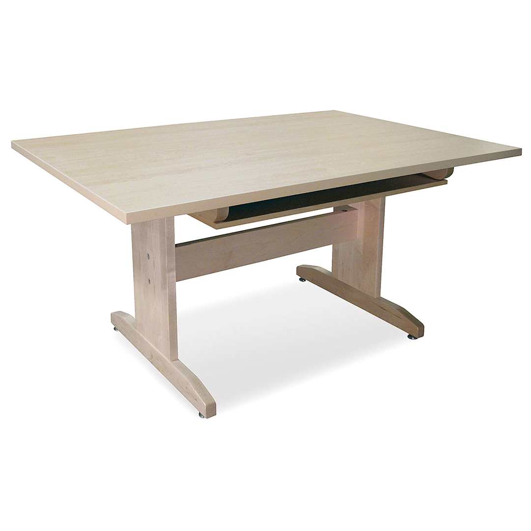 Open in modal - Hann Art Table - 60'' L x 42'' W x 30'' H, Squared Corner With Shelf, 1-3/4" Maple Top