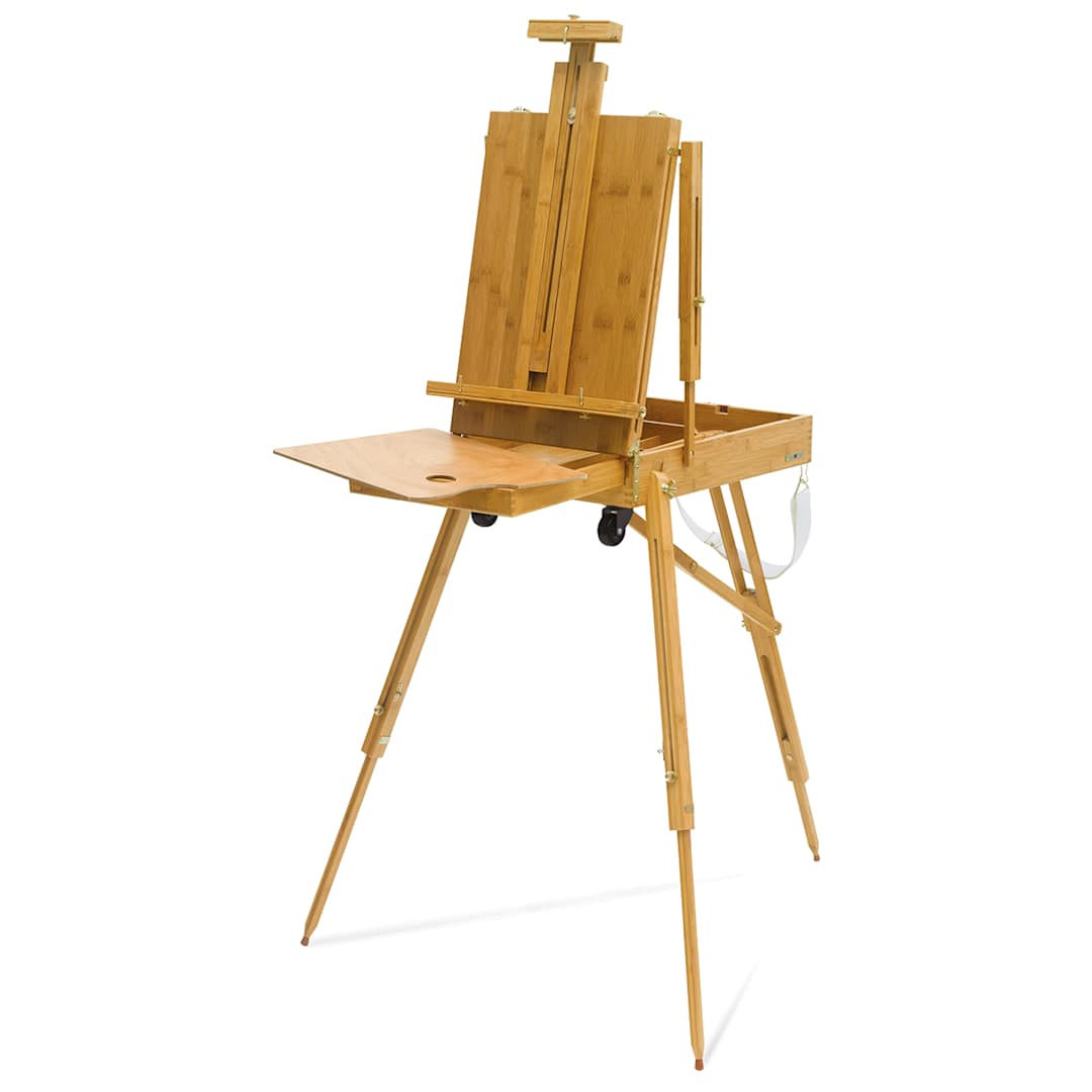 Open in modal - Bamboo French Sketchbox Easel - Front view of set up easel with palette