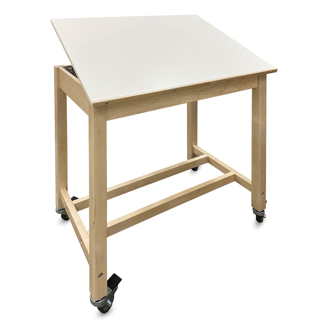 Open in modal - Hann - Adjustable Drawing Table - With Casters, 42" x 30" x 39"