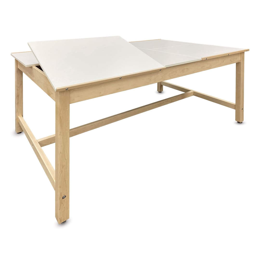 Open in modal - Hann Four-Station Drawing Table - 36" High, without Storage, one tilted drawing surface