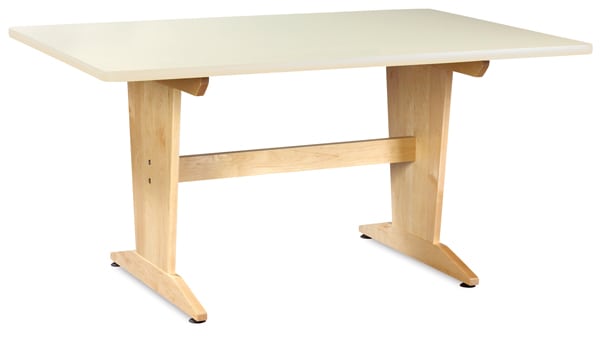 Open in modal - Diversified Spaces Planning Table - Angled view of table with Almond Laminate Top
