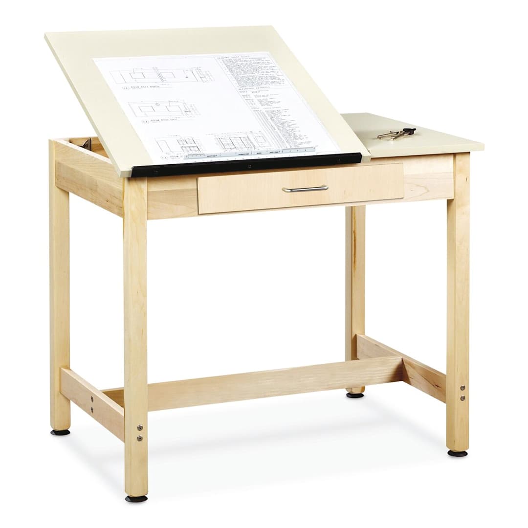 Open in modal - Diversified Spaces Drawing 36"H Table - 2 Piece Top, with Drawer