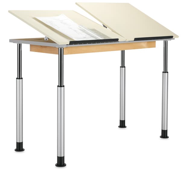 Open in modal - Diversified Spaces Adaptable Drawing Tables - Left angle view of double-station version
