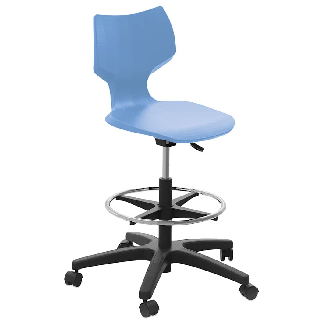 Open in modal - Smith System Flavors Adjustable Stool - Cerulean, with Casters
