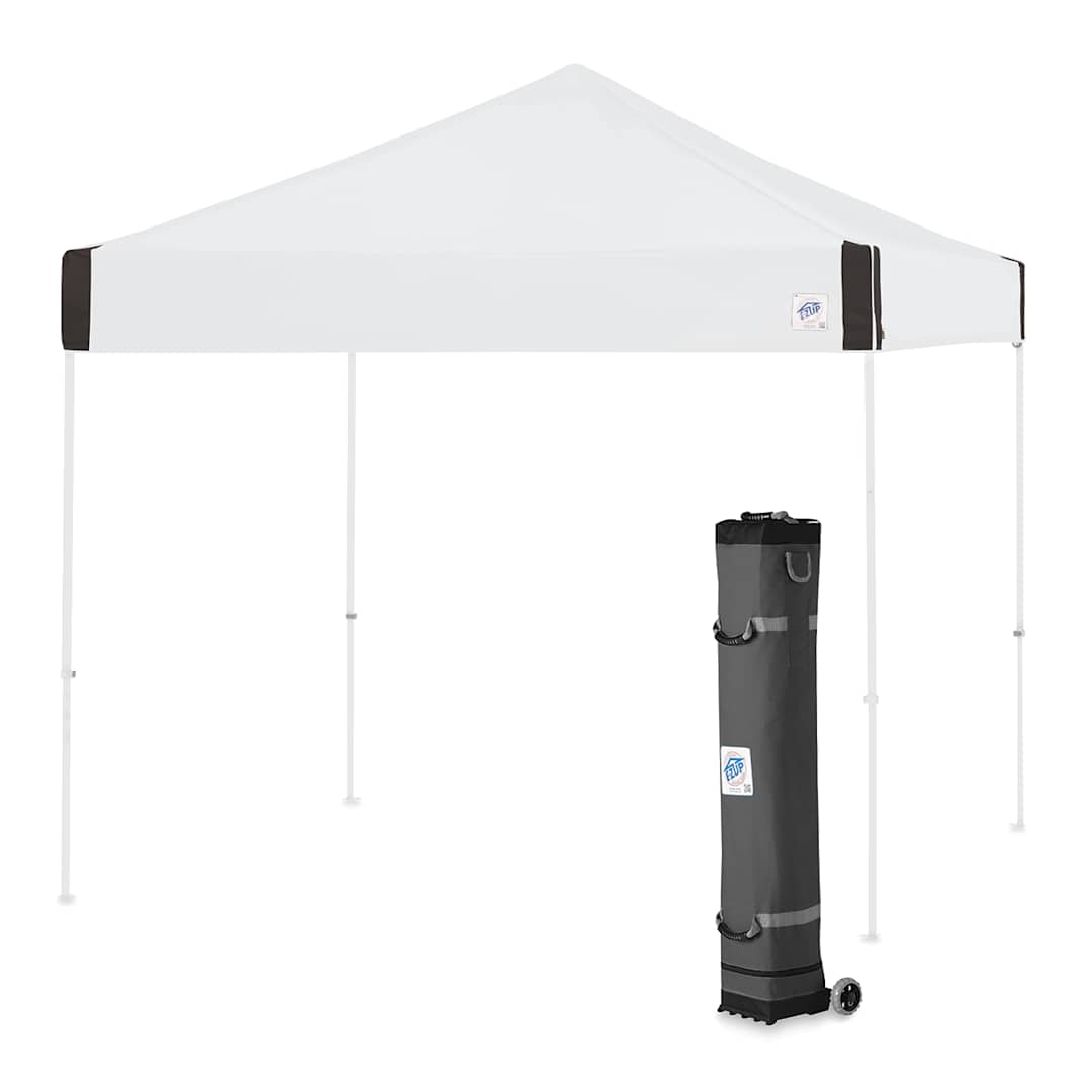 Open in modal - E-Z Up Pyramid Instant Shelter - White color Shelter set up with roller bag