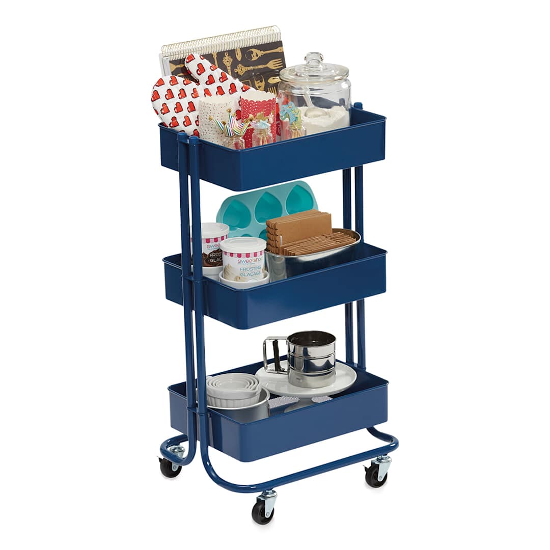 Open in modal - Darice 3-Tier Rolling Carts - Blue (Supplies not included)