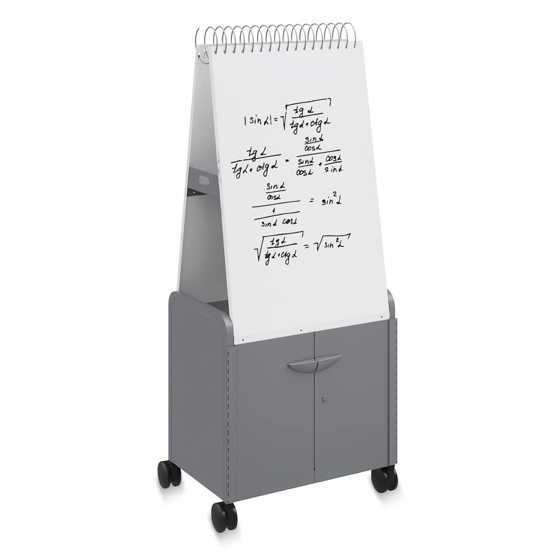 Open in modal - Smith Systems Cascade Spiral Noteboard Unit - Platinum, Shelves, With Doors