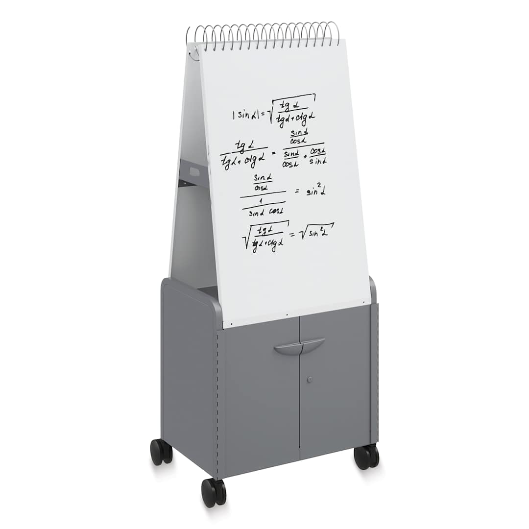 Open in modal - Smith Systems Cascade Spiral Noteboard Unit - Platinum, 3" Totes, With Doors