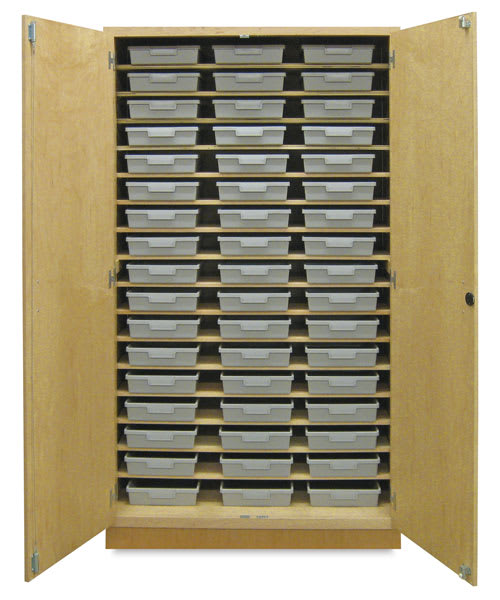 Open in modal - Storage Cabinet with 51 Certwood Tote Trays  Inside Open Cabinet