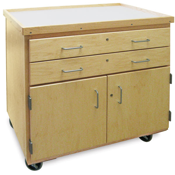 Open in modal - Hann Mobile Art Storage Cart - Angled view showing lockable Drawers and Doors
