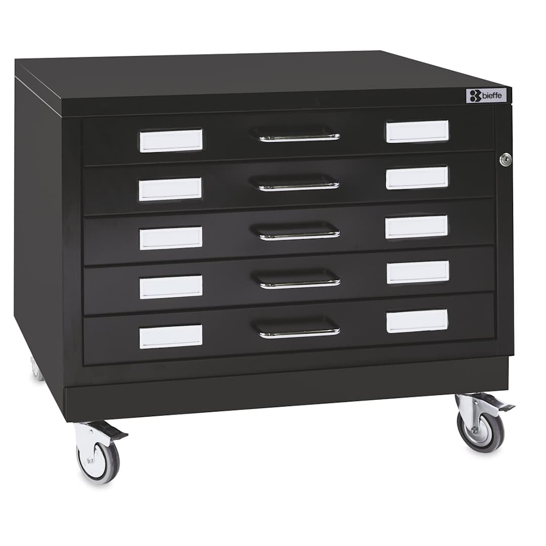 Open in modal - Bieffe BF Line Flat File - Black, 5-Drawer, A2, 16-1/2" x 29-1/2" x 20-3/4"