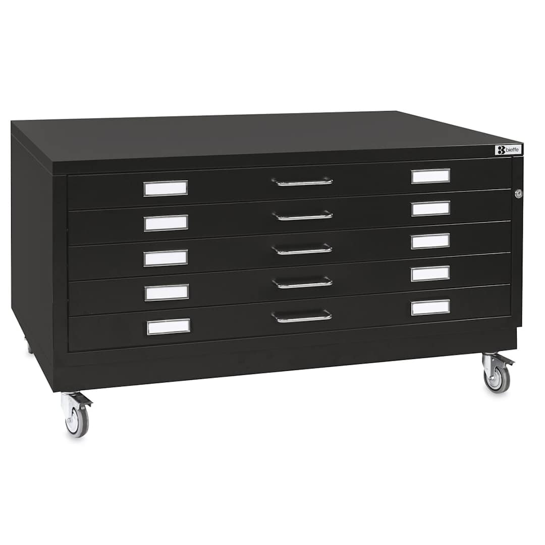 Open in modal - Bieffe BF Line Flat File - Black, 5-Drawer, A0, 16-1/2" x 55" x 38"