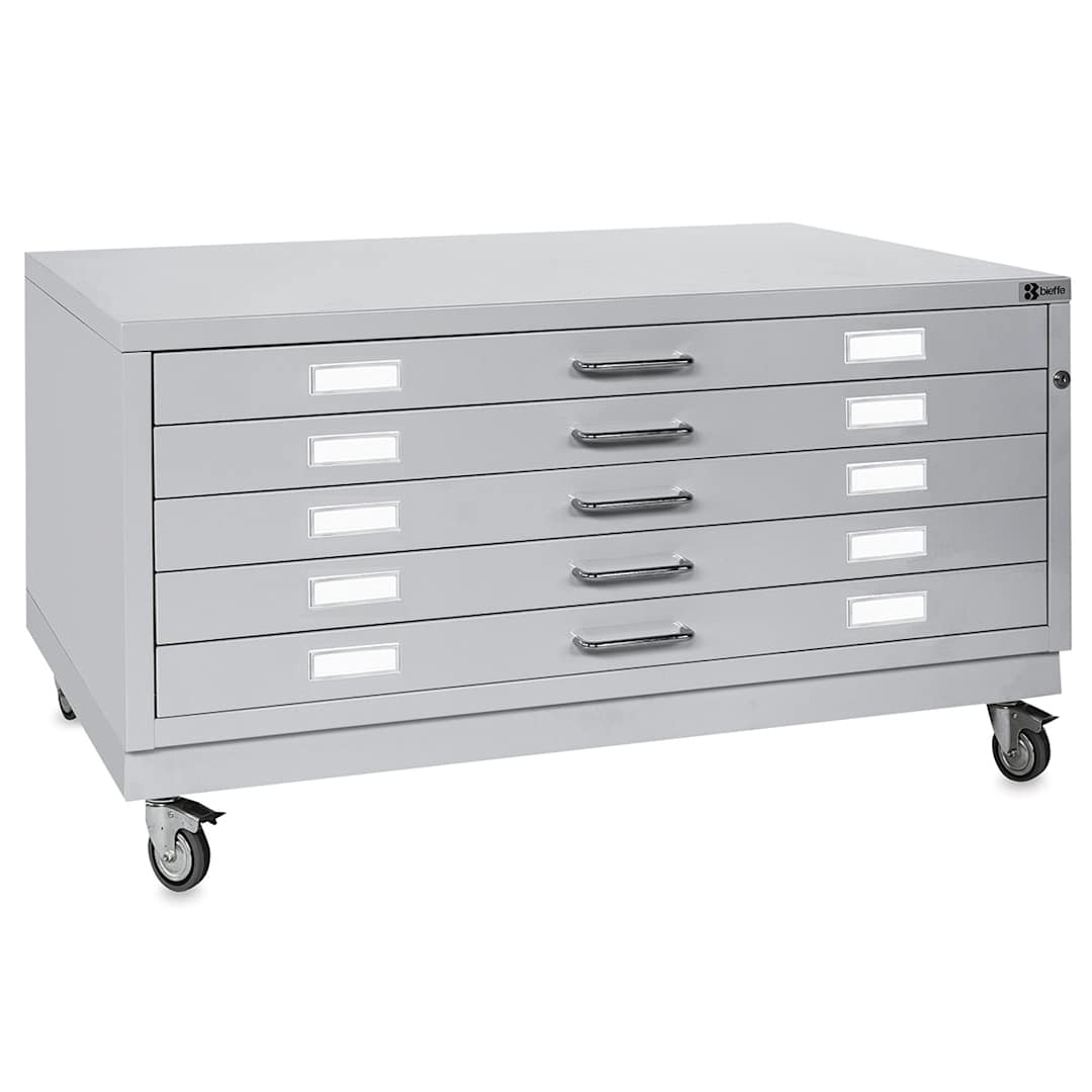 Open in modal - Bieffe BF Line Flat File - Light Grey, 5-Drawer, A0, 16-1/2" x 55" x 38" 