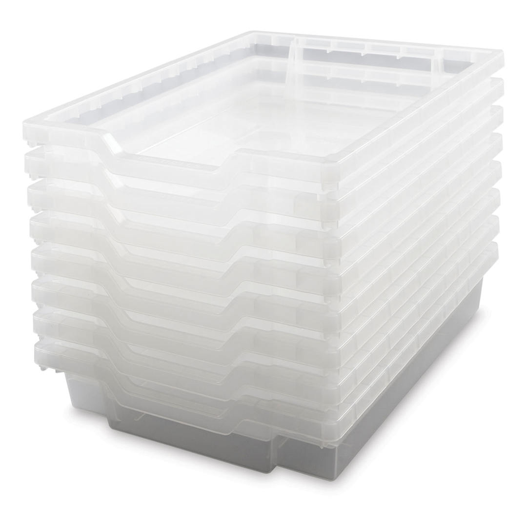 Open in modal - Gratnells Trays and Accessories - Shallow Tray F1, Pkg of 8, Translucent