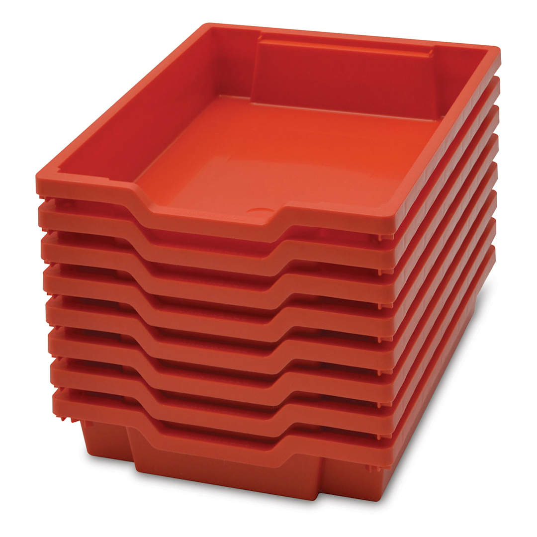 Open in modal - Gratnells Trays and Accessories - Shallow Trays F1, Pkg of 8, Flame Red