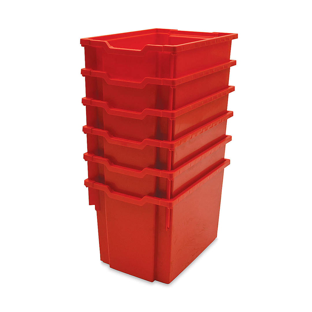 Open in modal - Gratnells Trays and Accessories - Jumbo Trays F3, Pkg of 6, Flame Red