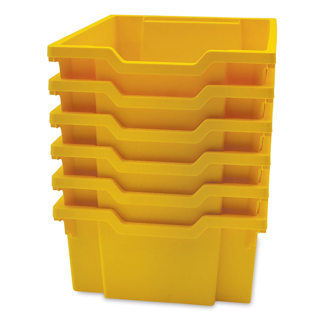 Open in modal - Gratnells Trays - Set of 6 stacked Sunshine Yellow Deep F2 Trays