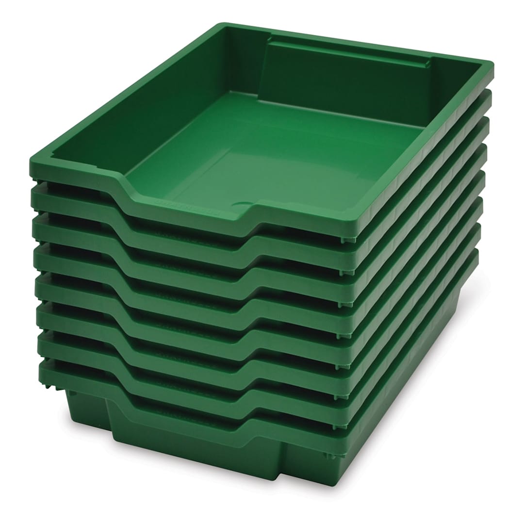 Open in modal - Gratnells Trays and Accessories - Shallow Trays F1, Pkg of 8, Grass Green