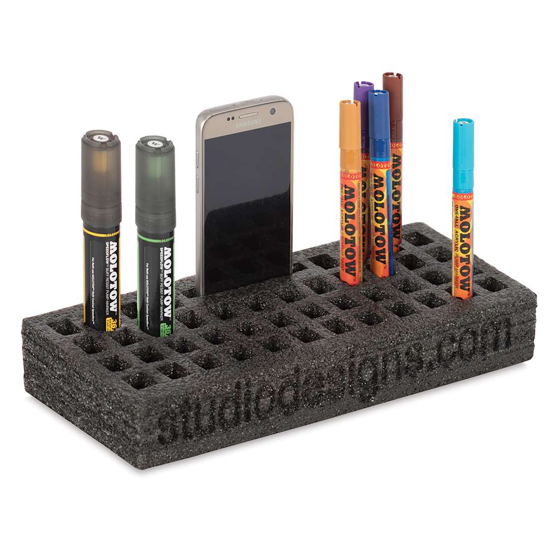 Open in modal - Studio Designs Flexible Foam Organizers - Angled view of 48 slot Marker Organizer  
