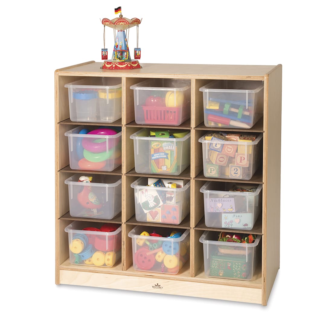 Open in modal - Whitney Brothers 12-Cubby Storage Cabinet - Shown with filled Bins
