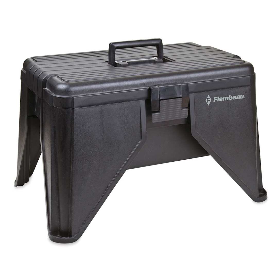 Open in modal - ArtBin Stand 'N Store Step Stool - Left angle view of closed step stool with handle