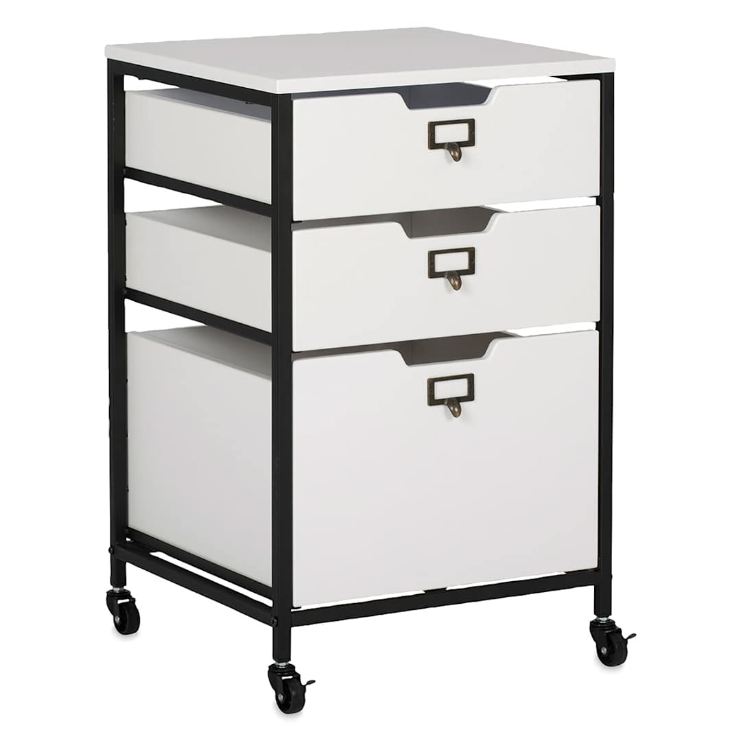 Open in modal - Studio Designs Storage Carts - Angled view of three drawer cart