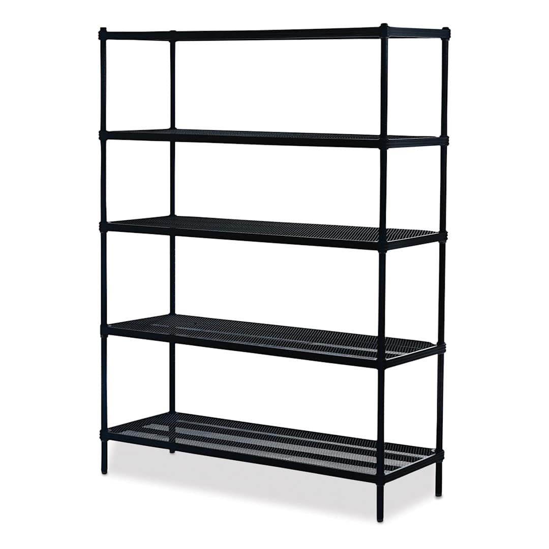 Open in modal - Design Ideas MeshWorks Shelving Units - Angled view of 5 shelf Black unit