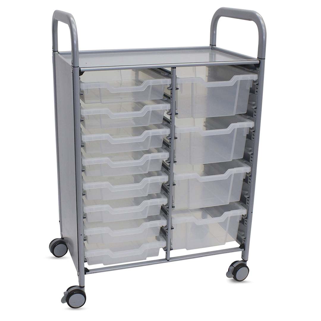 Open in modal - Gratnells Callero Plus Cart - Double Cart, 8 Shallow and 4 Deep Trays, Translucent