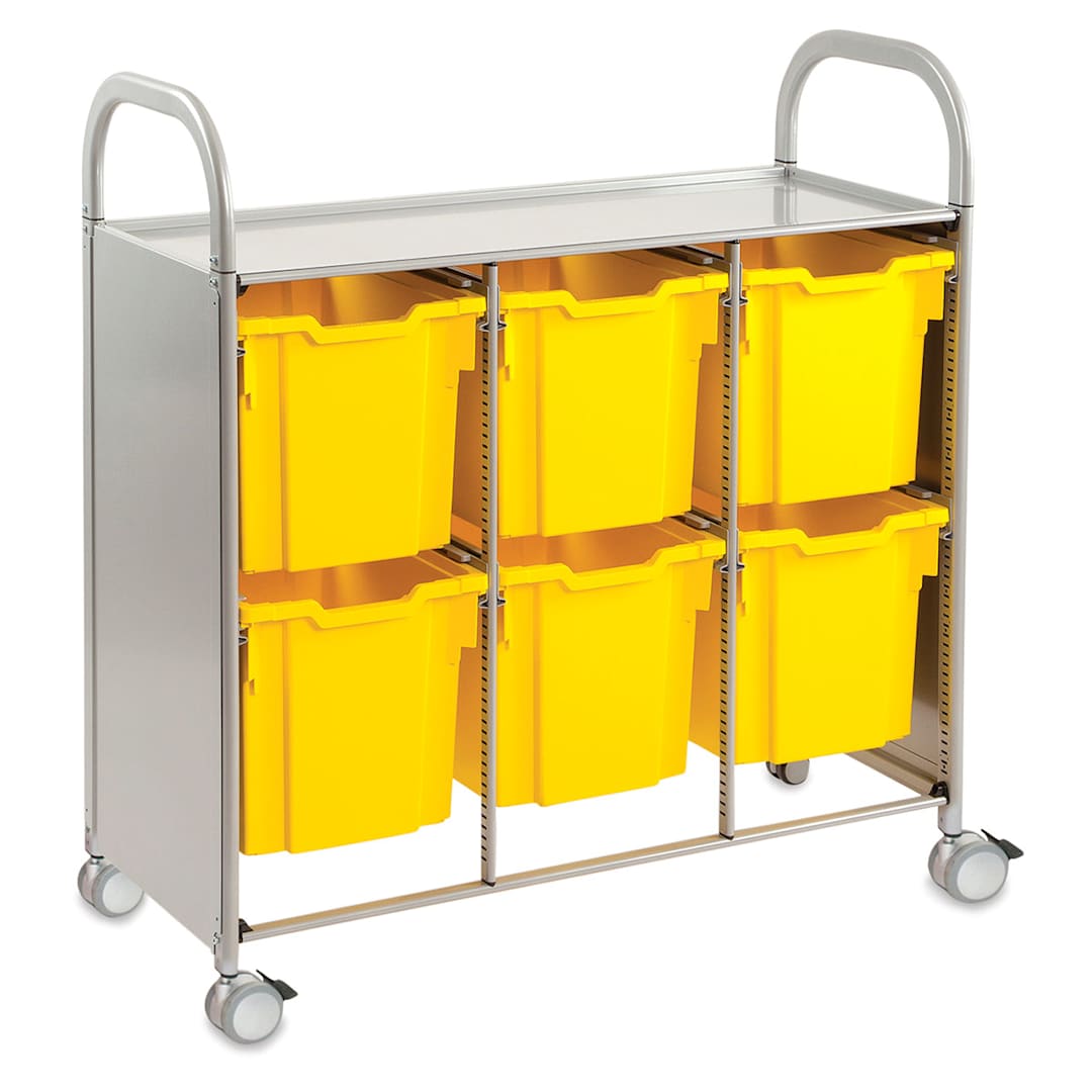 Open in modal - Gratnells Callero Plus Cart - Treble Cart, 6 Jumbo F3 Trays, Sunshine Yellow