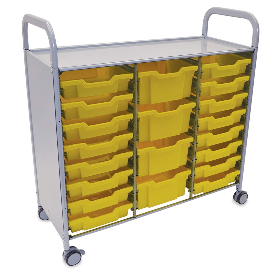 Open in modal - Gratnells Callero Plus Cart - Treble Cart, 16 Shallow and 4 Deep Trays, Sunshine Yellow