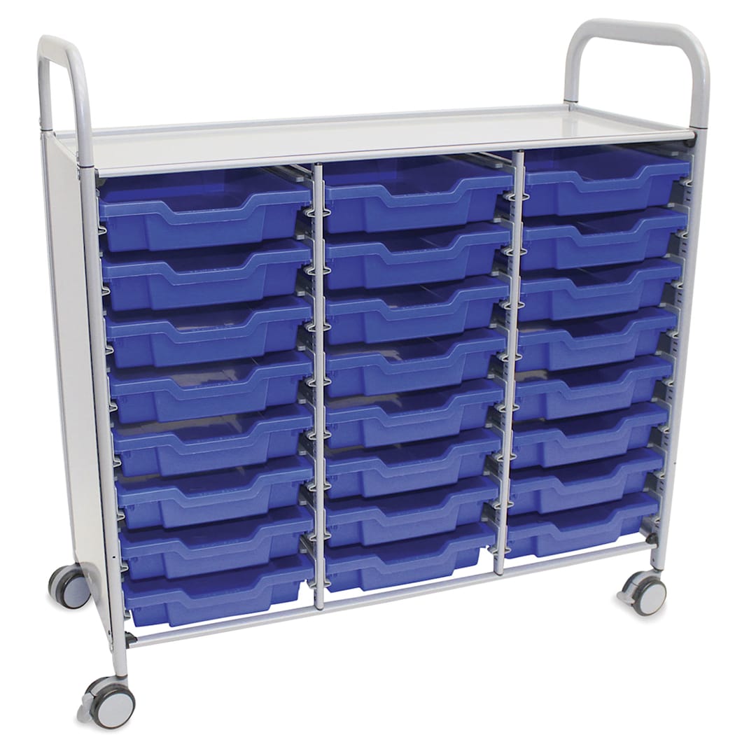 Open in modal - Gratnells Callero Plus Cart - Treble Cart, 24 Shallow F1 Trays, Royal Blue