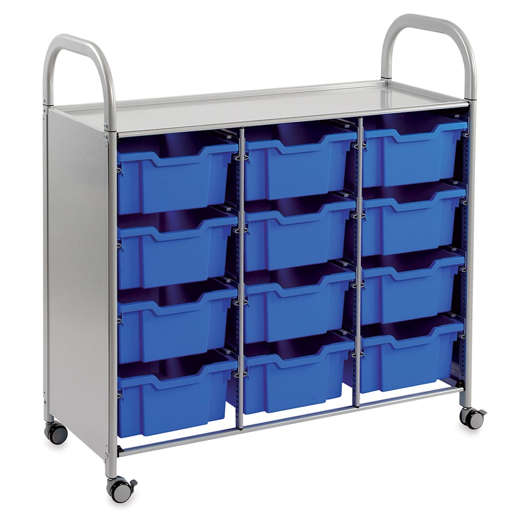 Open in modal - Gratnells Callero Plus Cart - Treble Cart, 12 Deep F2 Trays, Royal Blue