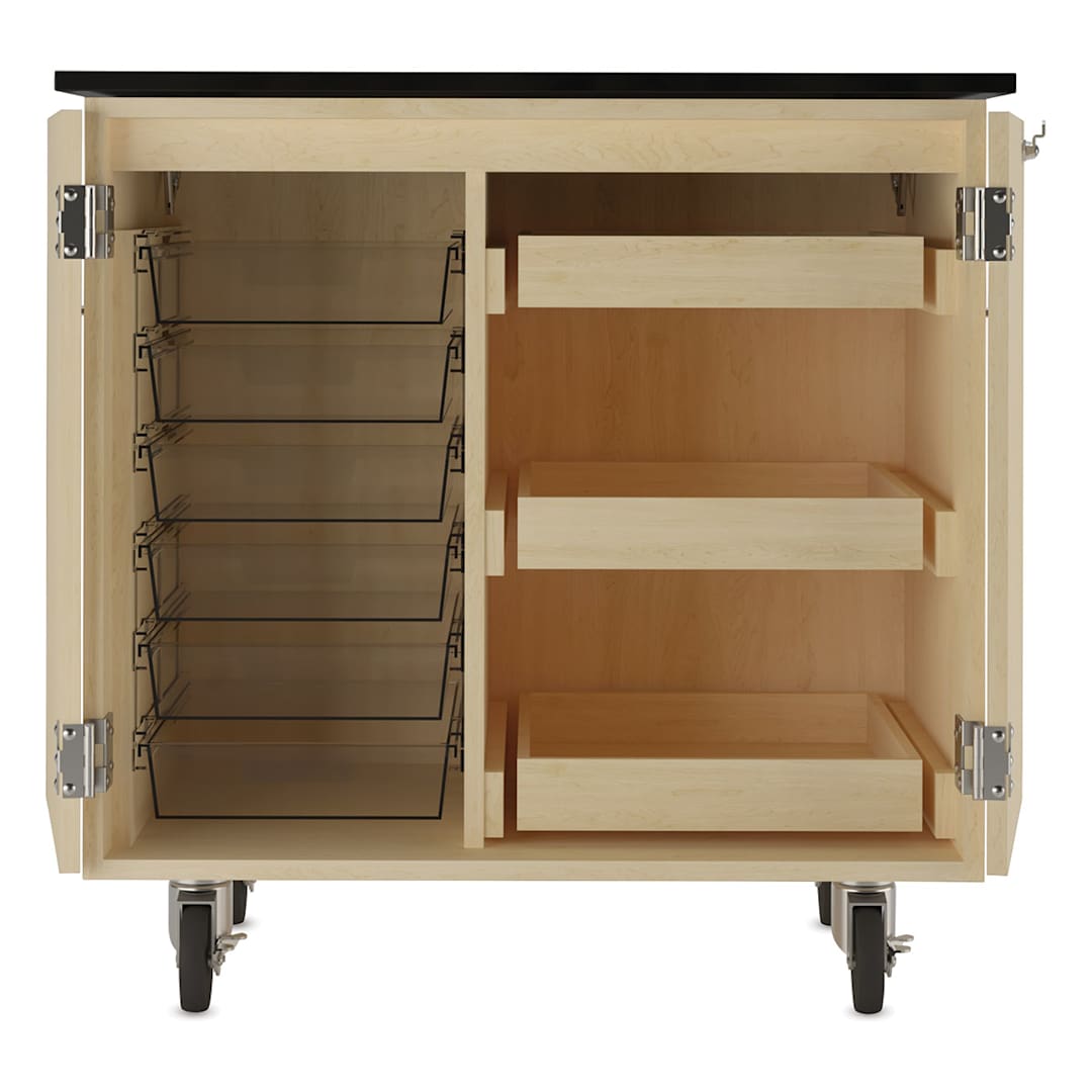 Open in modal - Diversified Spaces Write-n-Roll Cabinet - Maple/Clear (Front view, Cabinet open)
