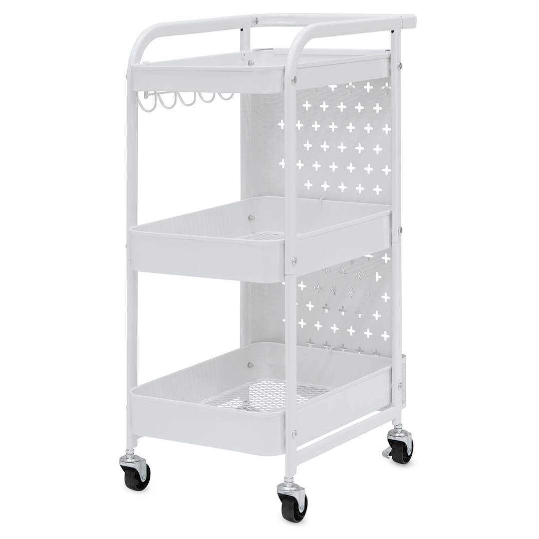 Open in modal - Studio Designs Streamline 3 Tier Cart - White, 13"W x 18-1/2"D x 30"H, Front