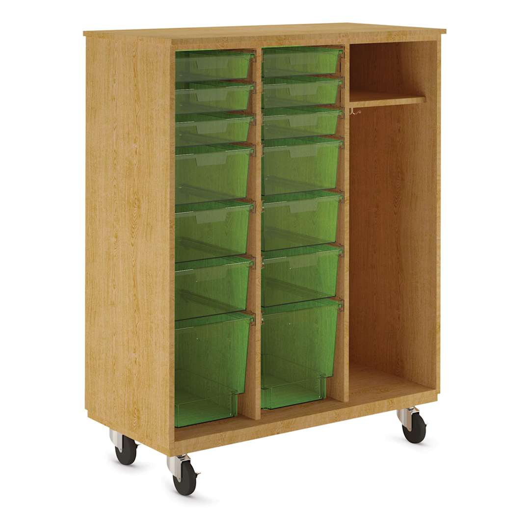 Open in modal - Diversified Spaces Mobile Tote and More Storage Cabinet - Oak with Lime Totes