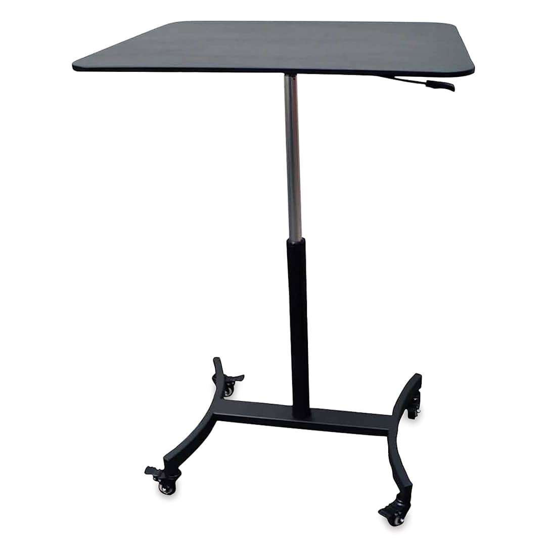 Open in modal - Victor High Rise Mobile Adjustable Standing Desk - Front view of Desk showing height lever