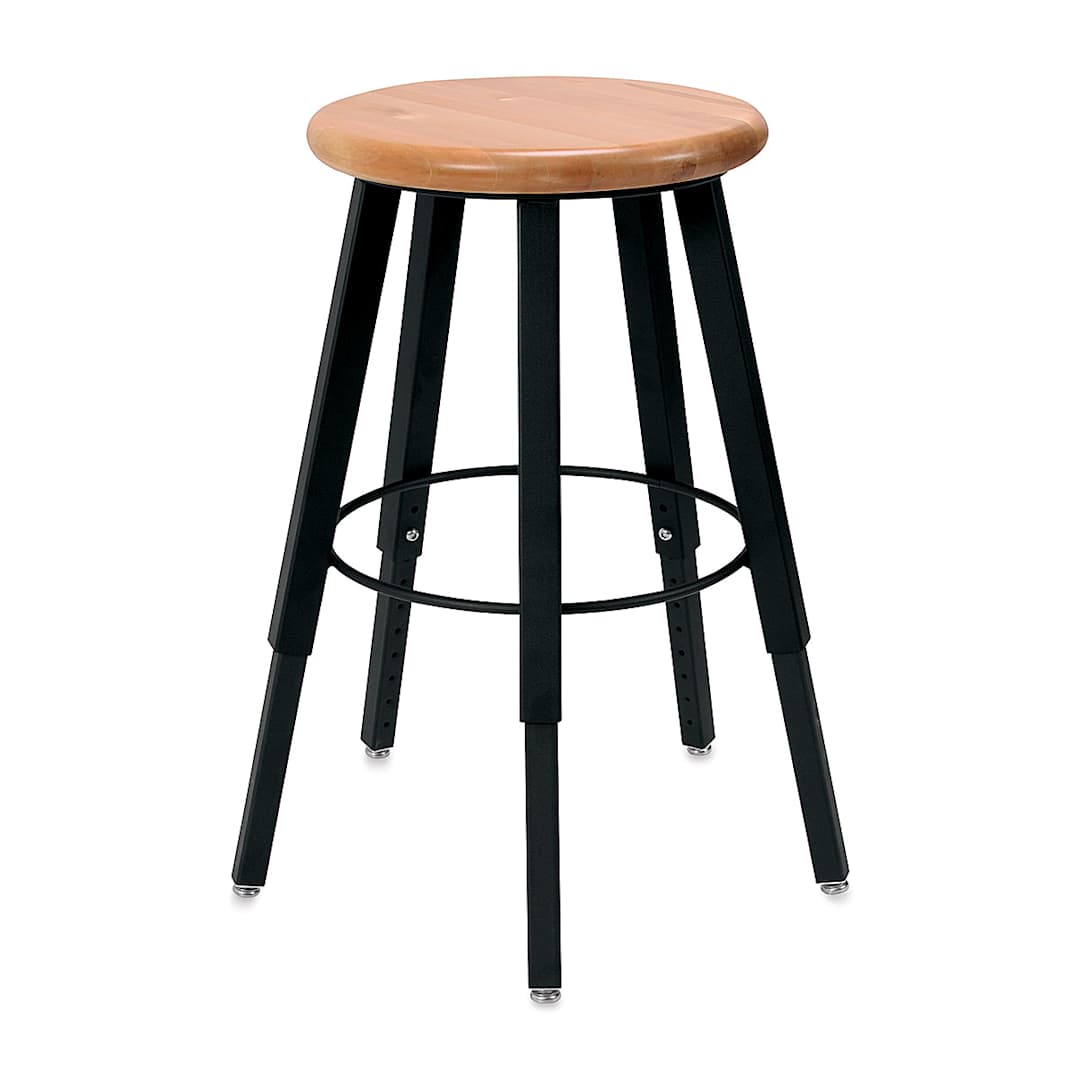 Open in modal - WB Mfg Solid Welded Stool - Adjustable 22" to 32", 5 Legs, Hardwood