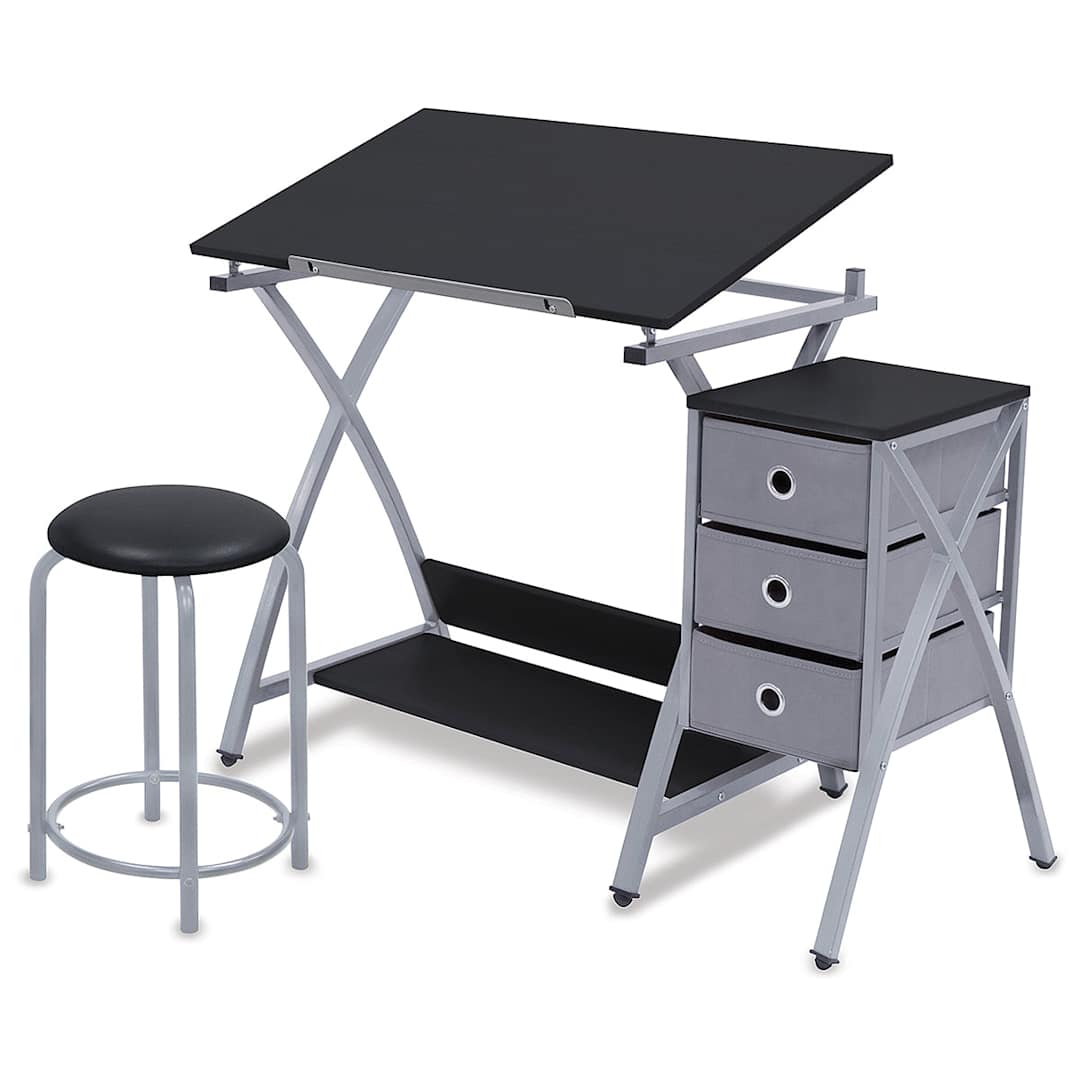 Open in modal - Studio Designs Comet Center - Black and Silver, Table and Stool