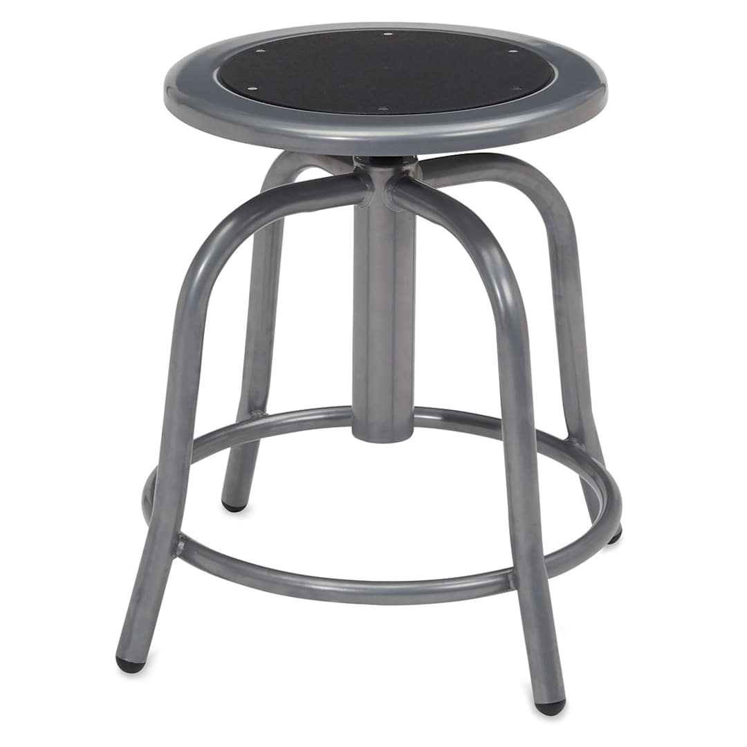 Open in modal - National Public Seating Designer Swivel Stool - Gray frame showing footring and Black seat