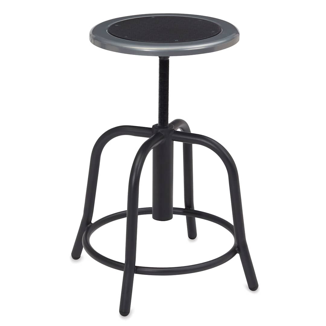 Open in modal - National Public Seating Designer Swivel Stool - Black frame showing footring and Black seat