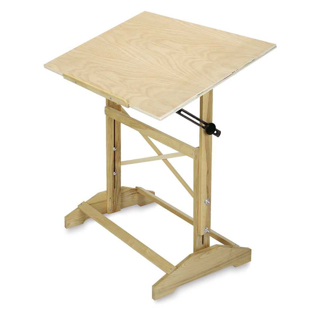 Open in modal - Fox Haase Professional Drafting Table - Right angled view of Natural finish table
