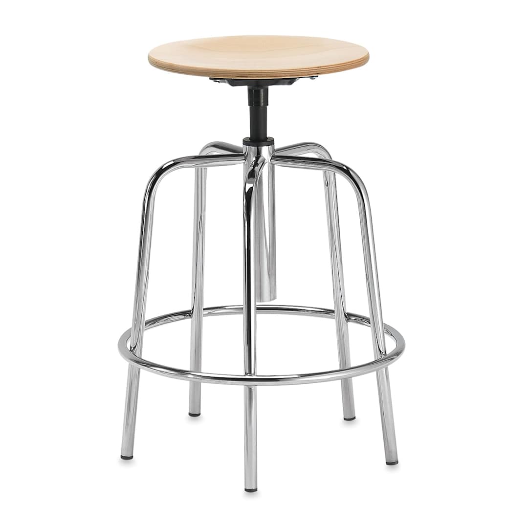 Open in modal - Bieffe Vintage Chair and Stool - Front view of stool